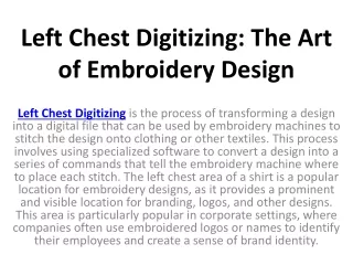 Left Chest Digitizing: The Art of Embroidery Design