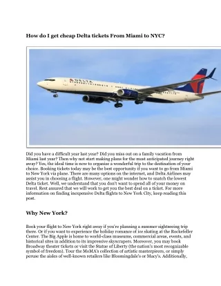How do I get cheap Delta tickets From Miami to NYC