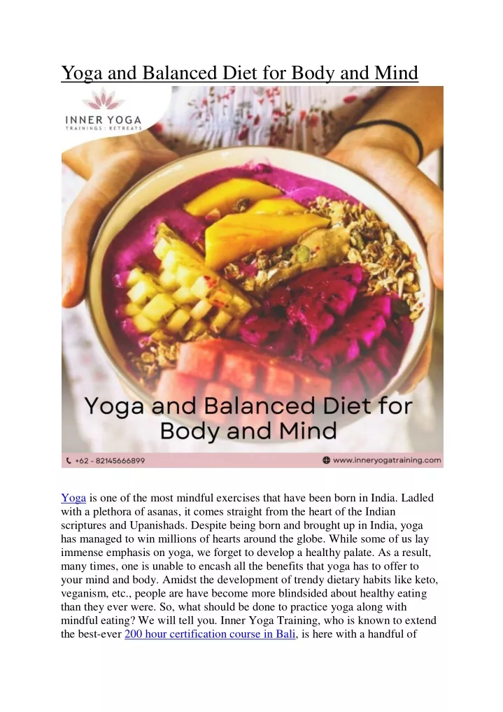 yoga and balanced diet for body and mind