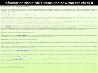 information about mot status and how you can check it