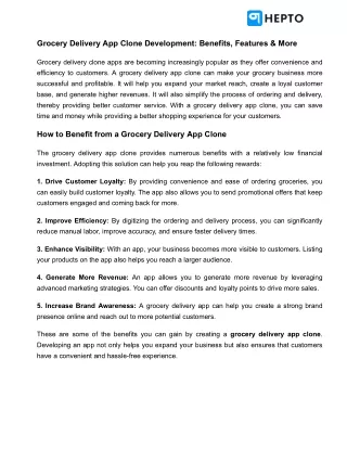 Grocery Delivery App Clone Development: Benefits, Features & More