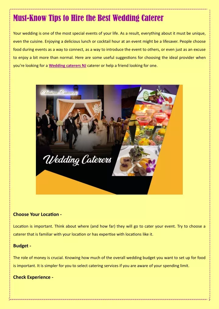 must know tips to hire the best wedding caterer