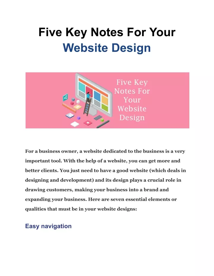 five key notes for your website design