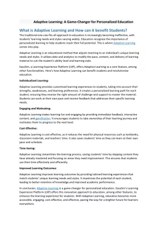 Adaptive Learning