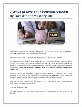 7 Ways to Give Your Pension A Boost_Investment Mastery UK