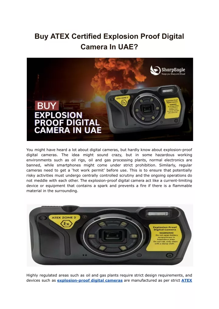 buy atex certified explosion proof digital camera