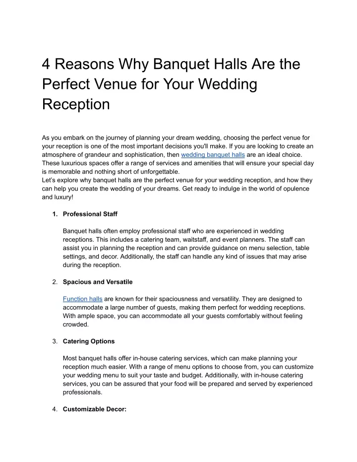 4 reasons why banquet halls are the perfect venue
