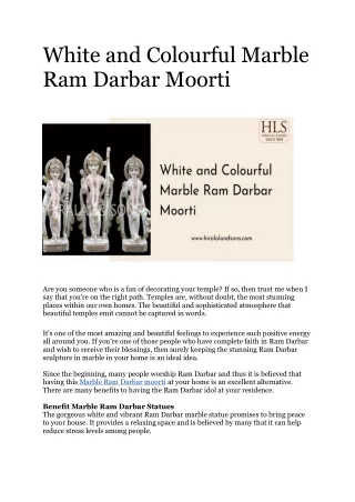 White and Colourful Marble Ram Darbar Moorti