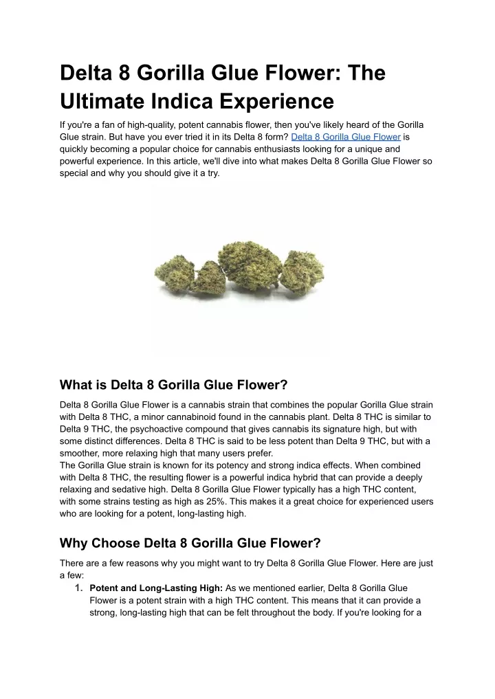 delta 8 gorilla glue flower the ultimate indica