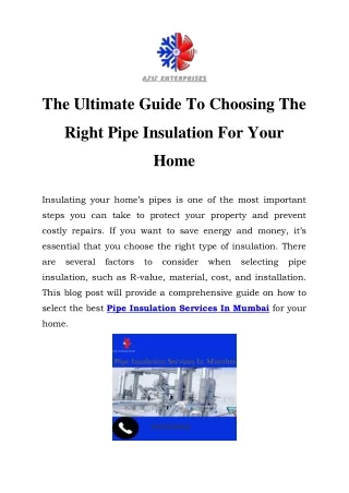 Pipe Insulation Services In Mumbai Call-9920529961