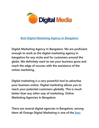 Best Digital Marketing Agency In Bangalore