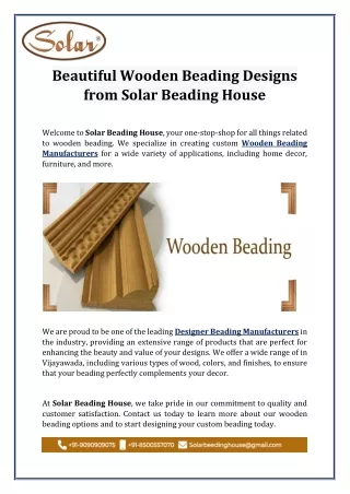Beautiful Wooden Beading Designs from Solar Beading House