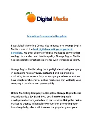 Marketing Companies In Bangalore