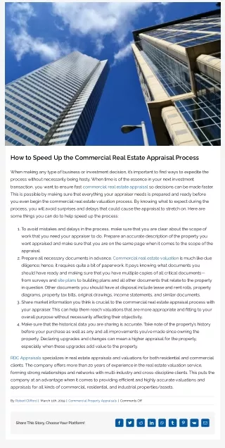 How to Speed Up the Commercial Real Estate Appraisal Process