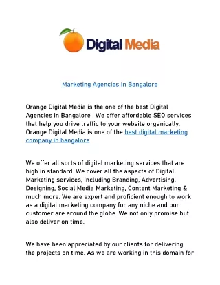 Marketing Agencies In Bangalore