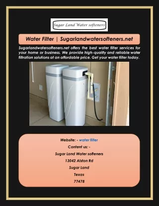 Water Filter | Sugarlandwatersofteners.net
