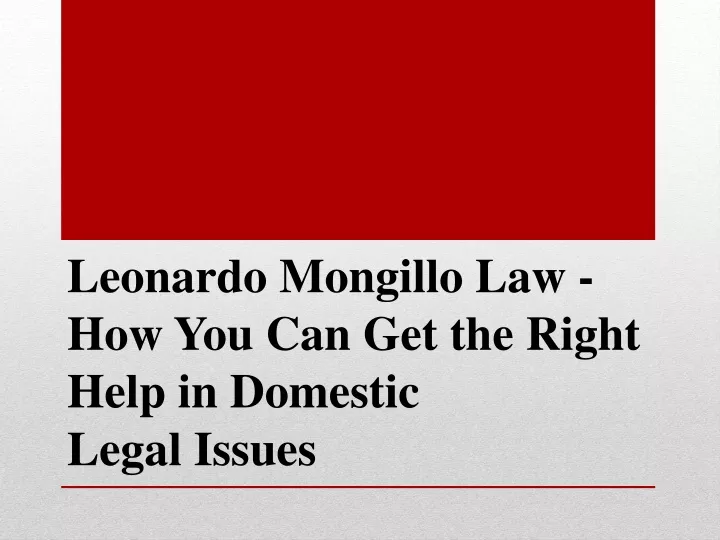 leonardo mongillo law how you can get the right help in domestic legal issues