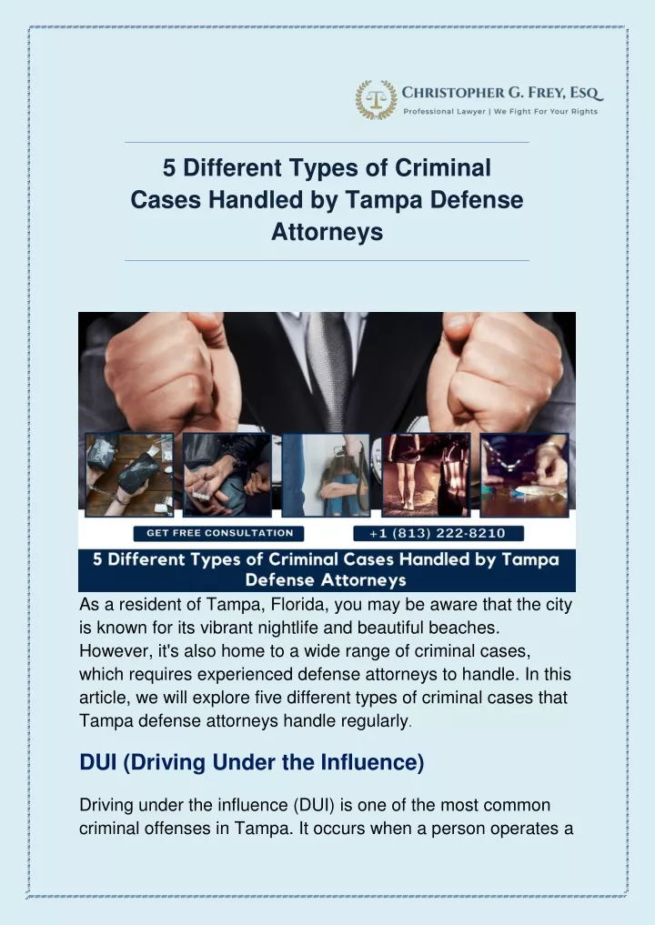 5 different types of criminal cases handled
