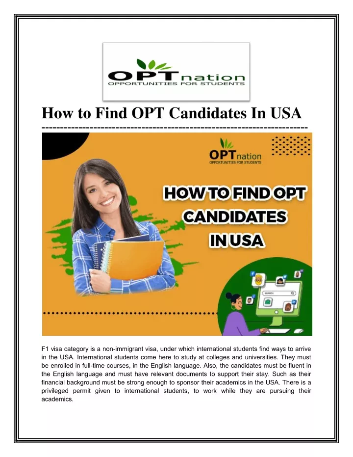 how to find opt candidates in usa