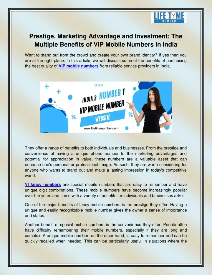 prestige marketing advantage and investment