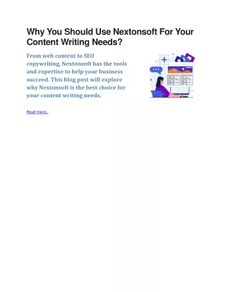 Why You Should Use Nextonsoft For Your Content Writing Needs