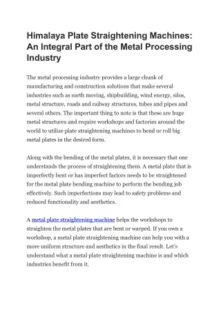 Himalaya Plate Straightening Machines