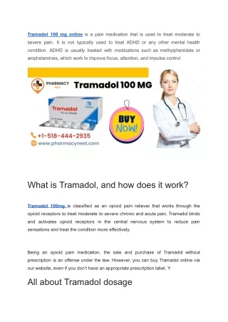 Tramadol 100mg Order At Low prices in USA