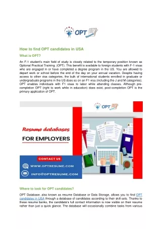 how to find opt candidates in usa