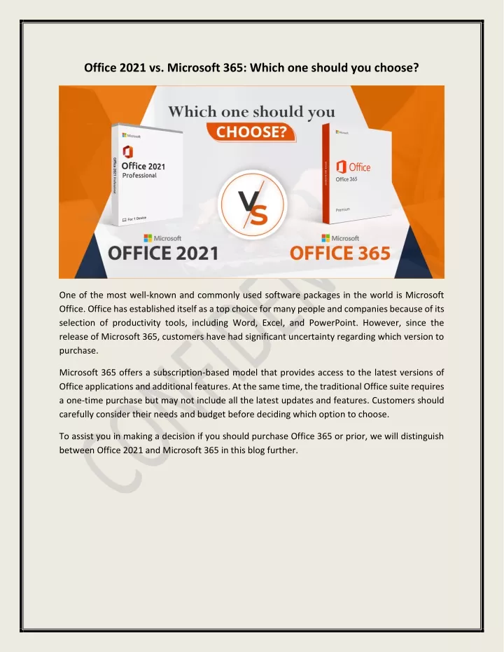 office 2021 vs microsoft 365 which one should