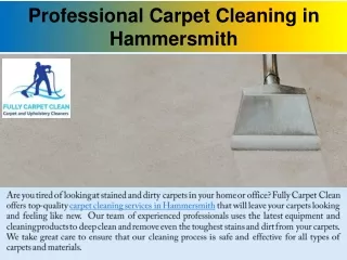 Professional Carpet Cleaning in Hammersmith