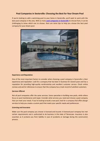 Pool Companies in Sevierville Choosing the Best for Your Dream Pool
