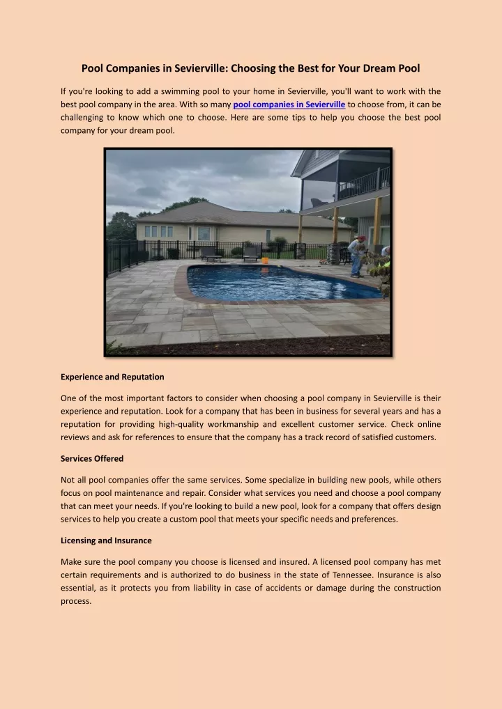 pool companies in sevierville choosing the best