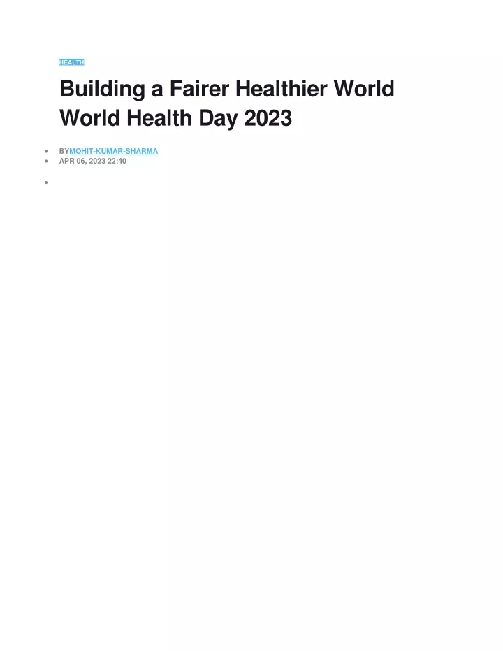 health building a fairer healthier world world