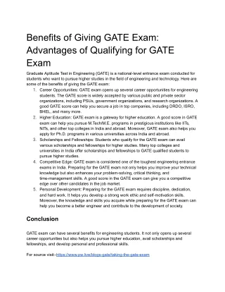 Benefits of Giving GATE Exam:Advantages of Qualifying for GATE Exam