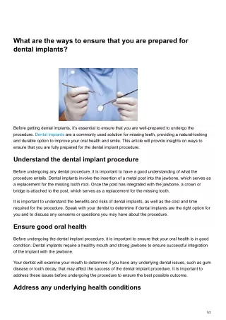 What are the ways to ensure that you are prepared for dentalimplants