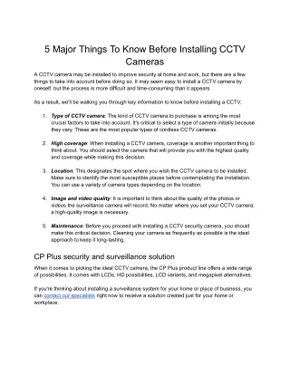 5 Major Things To Know Before Installing CCTV Cameras  .docx