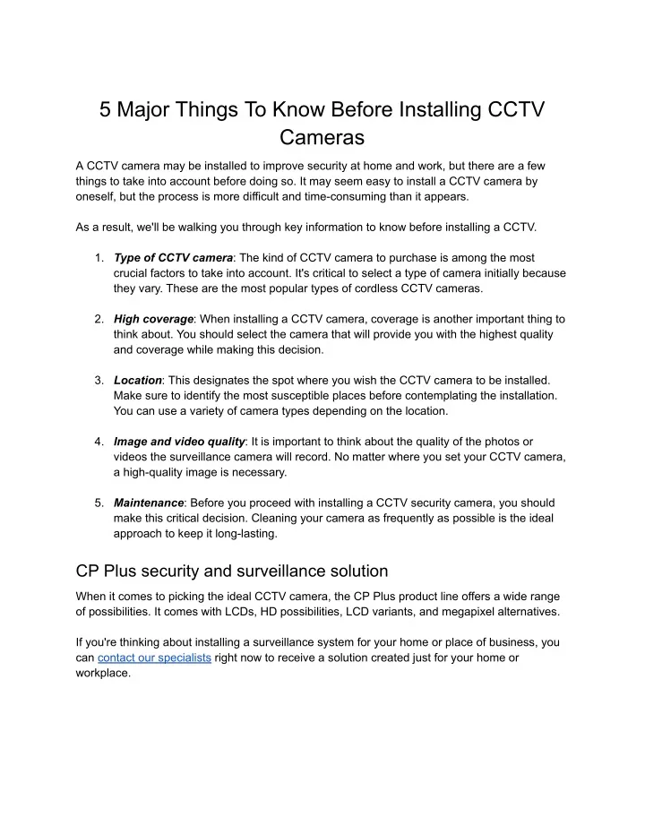 5 major things to know before installing cctv