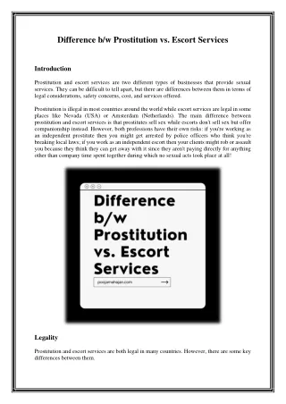 Difference between Prostitution vs Escort Services