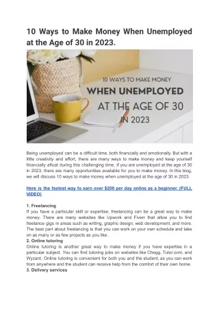 10 Ways to Make Money When Unemployed at the Age of 30 in 2023