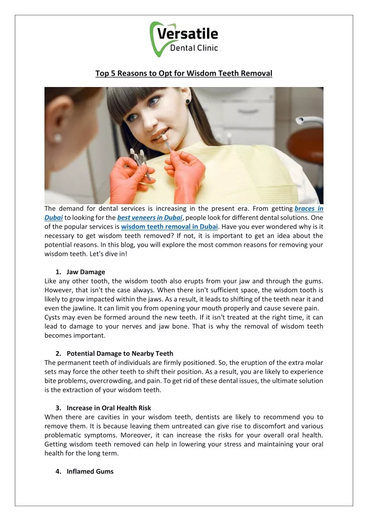 top 5 reasons to opt for wisdom teeth removal