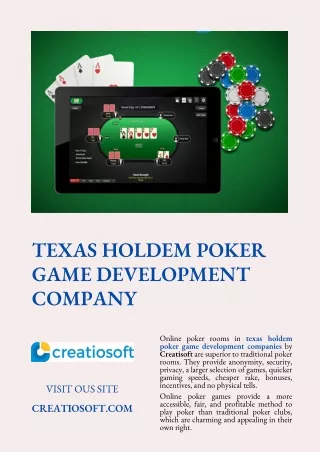 Texas Holdem Poker Game Development Company - Creatiosoft