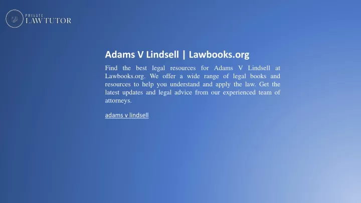 adams v lindsell lawbooks org