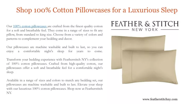 shop 100 cotton pillowcases for a luxurious sleep