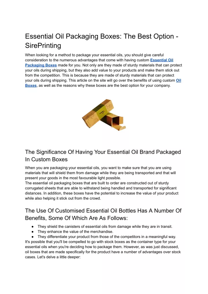 essential oil packaging boxes the best option