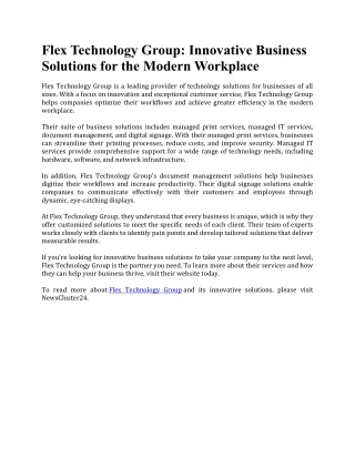Flex Technology Group: Innovative Business Solutions for the Modern Workplace