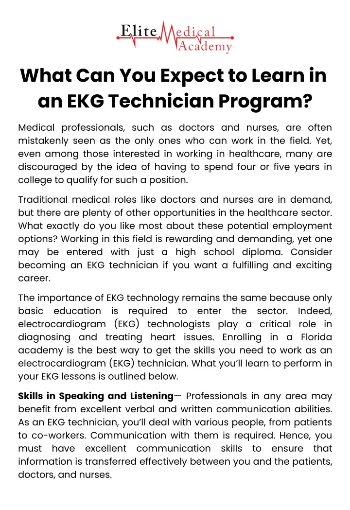 PPT - What Can You Expect To Learn In An EKG Technician Program ...