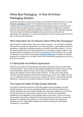 Pillow Box Packaging - A One-Of-A-Kind Packaging Solution