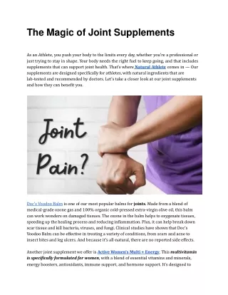 The Magic of Joint Supplements