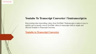 Youtube To Transcript Converter  Youtranscript.io