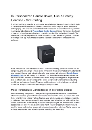 In Personalized Candle Boxes, Use A Catchy Headline - SirePrinting